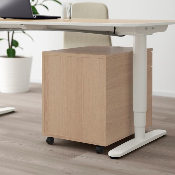 Тумба с ящиками на колесах, дубовый шпон, беленый 45x55 см IKEA GALANT ГАЛАНТ 303.682.33 - фото 3