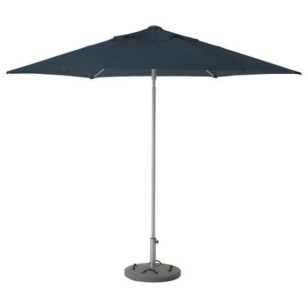 Зонт от солнца с опорой КУГГЁ / ЛИНДЭЙА, синий, Локо серый (300 см)