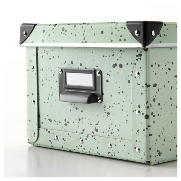 Коробка с крышкой ФЬЕЛЛА, светло-зеленый, в горошек (22x26x16 см) - фото 2