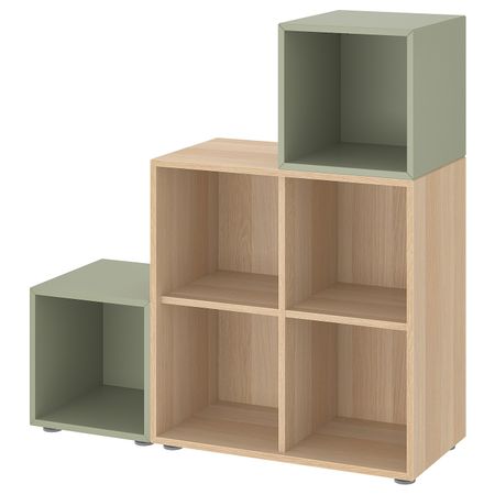 Комбинация шкафов с ножками, светло-зеленый/под беленый дуб 105x35x107 см IKEA EKET ЭКЕТ 994.436.21