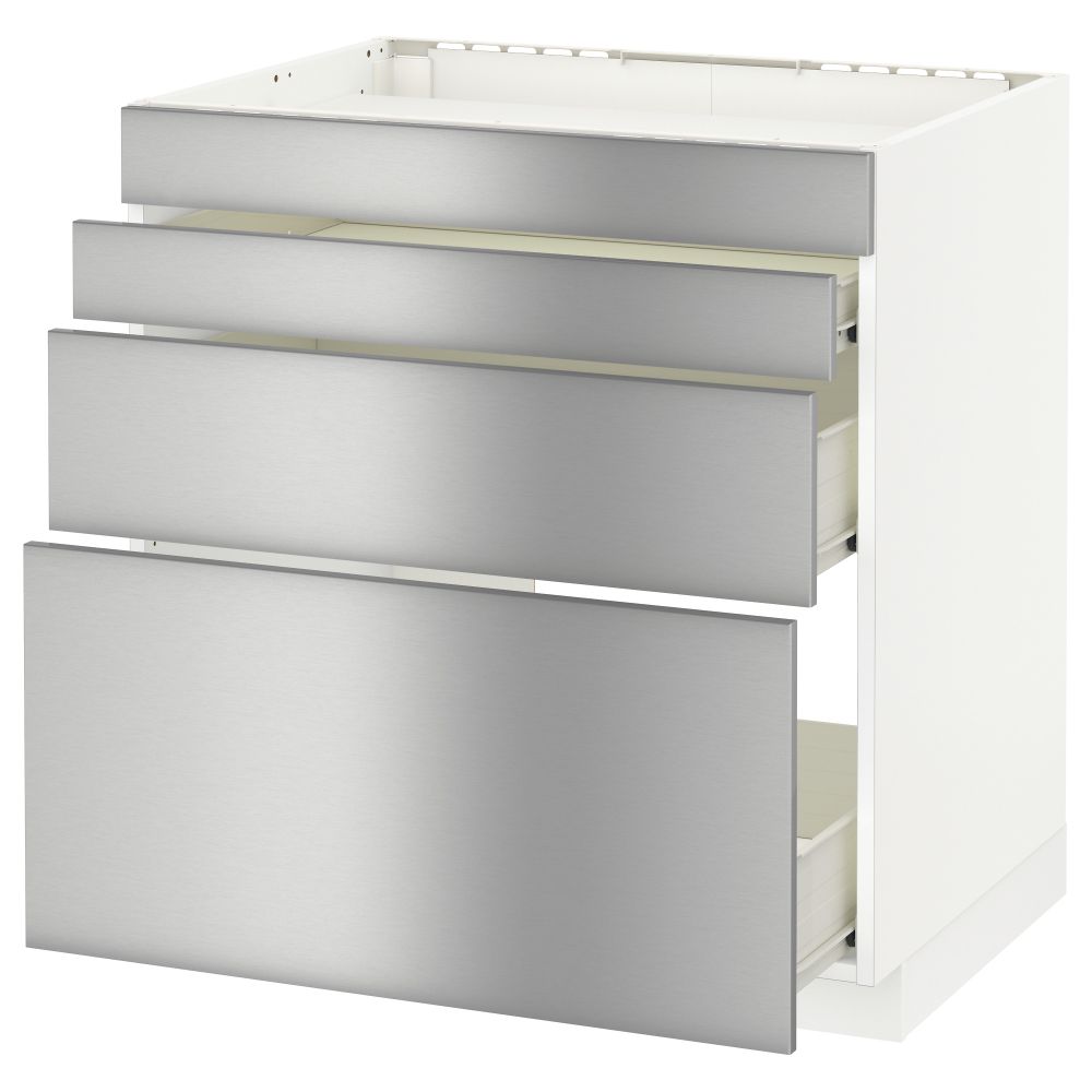 Напольный шкаф для духовки, 4фасада, 3 ящика МЕТОД / ФОРВАРА, белый, Гревста нержавеющ сталь - схема-чертеж с размерами