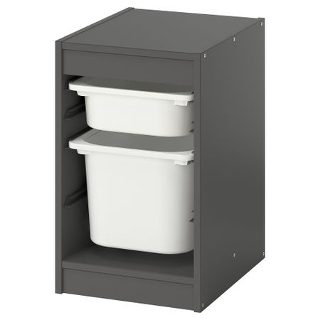 Комбинация для хранения + контейнеры, серый-белый, 34x44x56 см IKEA TROFAST ТРУФАСТ 795.733.07