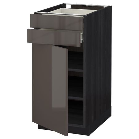 Напольный шкаф с дверцей, 2 ящиками МЕТОД / ФОРВАРА, черный, Рингульт серый