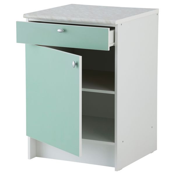 Напольный шкаф с дверью и ящиком АЛЬБРУ, светло-зеленый (60x89 см) - схема-чертеж с размерами