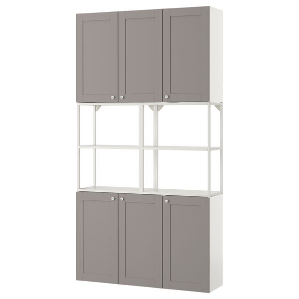 Комбинация для хранения, 120x32x225 см, белый, серый каркас IKEA BEGIVENHET БЕГИВЕНХЕТ 694.802.38 - фото 2
