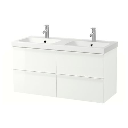 Шкаф для раковины с 4 ящик, 123x49x64 cm IKEA ODENSVIK ОДЕНСВИК, GODMORGON ГОДМОРГОН 792.932.03