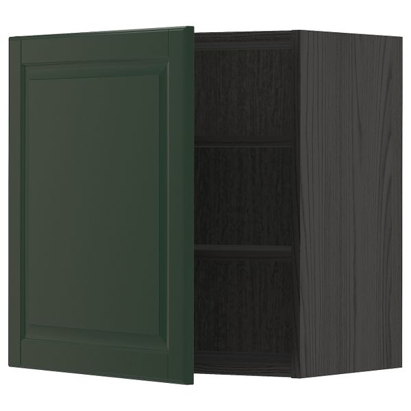 Шкаф навесной с полкой, черный/Будбин темно-зеленый 60x60 см IKEA МЕТОД 693.131.88 - схема-чертеж с размерами