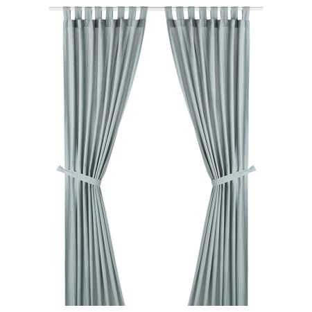 Гардины с прихватом, 2 шт., 140x300 см, серо-бирюзовый IKEA LEN ЛЕНDA ЛЕНДА 704.981.81