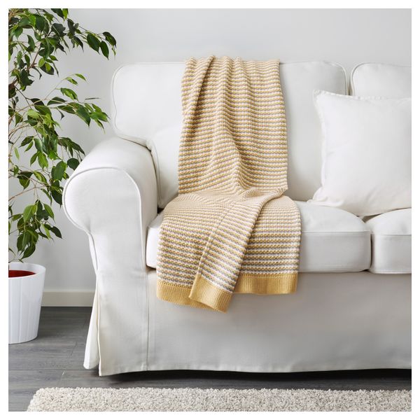 Плед ОРМХАССЕЛЬ, желтый, серый (120x180 см) - фото 3