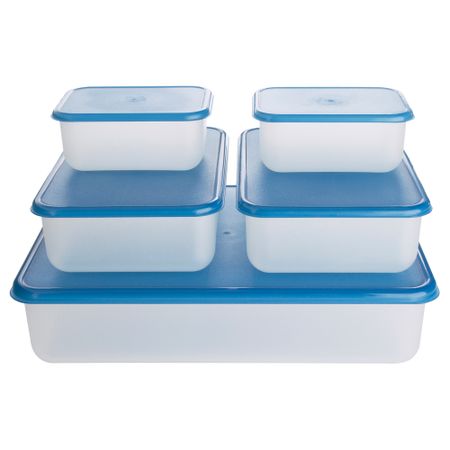 Набор контейнеров, 5 шт. РЕДА, прямоугольн формы белый, синий