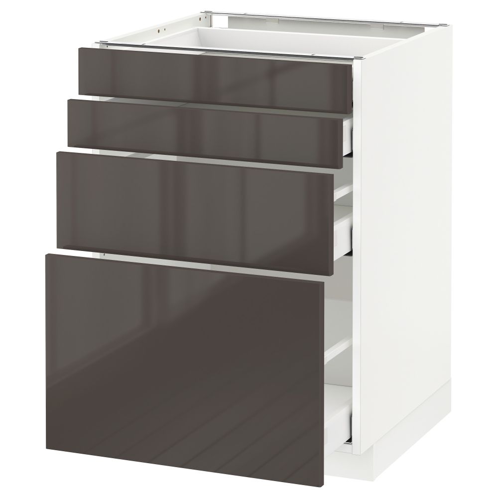 Напольный шкаф 4 фронтальных панели, 4 ящика МЕТОД / МАКСИМЕРА, белый, Рингульт серый - схема-чертеж с размерами