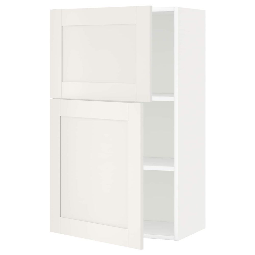 Навесной шкаф с полками/2дверцы, белый/Сэведаль белый 60x100 см IKEA METOD МЕТОД 892.230.21 - схема-чертеж с размерами