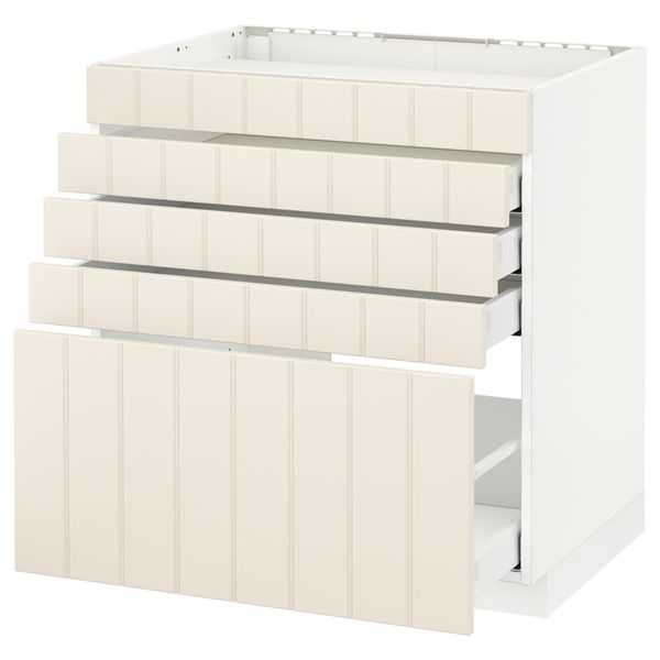 Напольный шкаф для варочной панели, 5 фасадов, 4 ящиков МЕТОД / МАКСИМЕРА, белый, Хитарп белый с оттенком - схема-чертеж с размерами