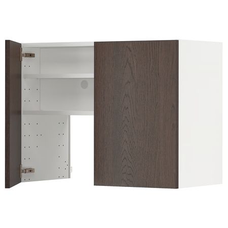 METOD Навесной шкаф д/вытяжки/полка/дверь - белый/Sinarp коричневый 80x60 см