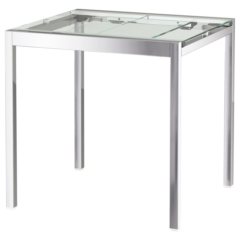 Раздвижной стол ГЛИВАРП, прозрачный, хромированный (75/115x70 см) - фото 1