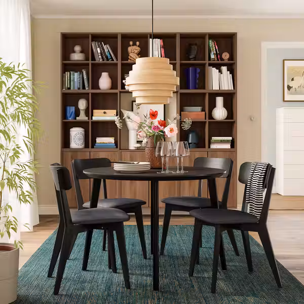 LISABO / LISABO Стол и 4 стула - чёрный/Tallmyra черный/серый 105 см - фото 2