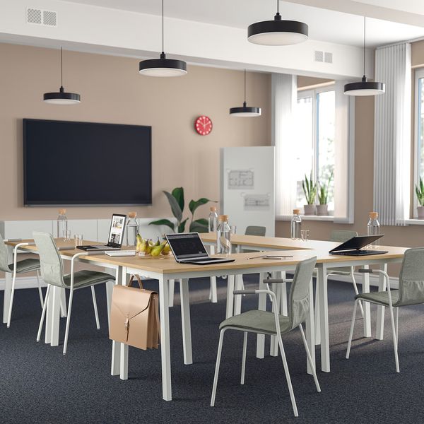 MITTZON Конференц-стол - дубовый шпон/белый 120x68x75 см - фото 2