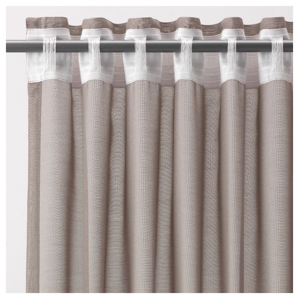 Гардины, 2 шт. ТОРХИЛЬД, светло-коричневый (145x300 см) - фото 2