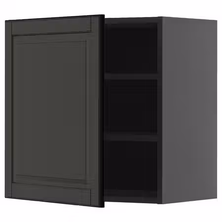 METOD Навесной шкаф с полками - черно-серый/Bodbyn чёрный 60x60 см
