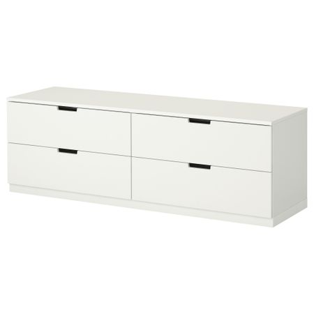 Комод с 4 ящиками НОРДЛИ, белый (160x52 см)
