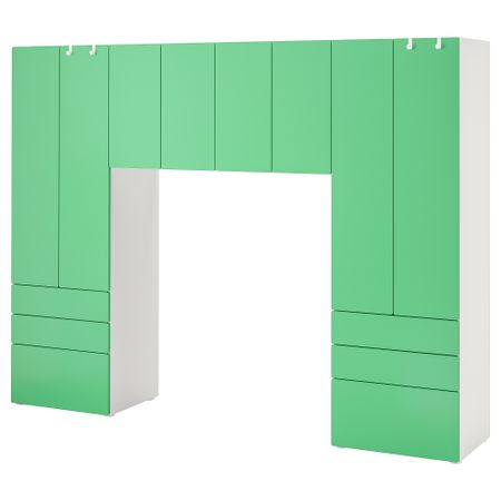 Комбинация для хранения, 240x42x181 см, белый, зеленый IKEA PLATSA ПЛАТСАA ПЛАТСА, SMÅSTAD СМОСТАД 494.290.19