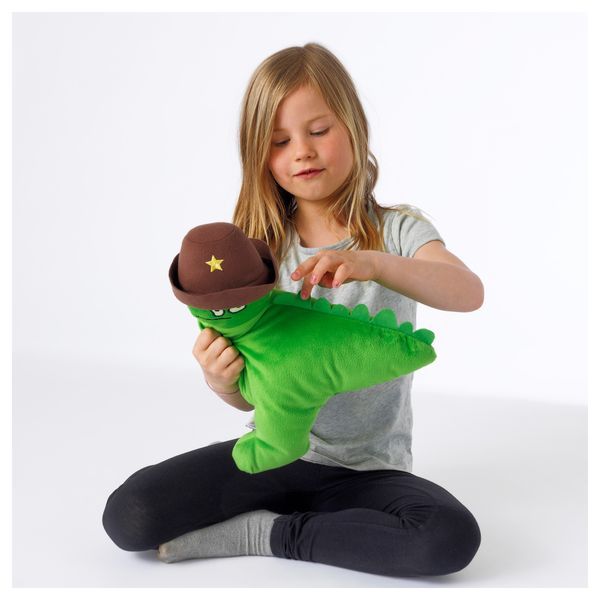 Мягкая игрушка САГОСКАТТ, динозавр, зеленый - схема-чертеж с размерами