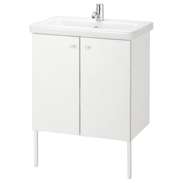 Шкаф под раковину с 2 дверец, белый/ПИЛКОН смеситель 64x43x88 см IKEA FISKÅN ФИСКОН / TVÄLLEN ТВЭЛЛЕН 294.304.34 - фото 1