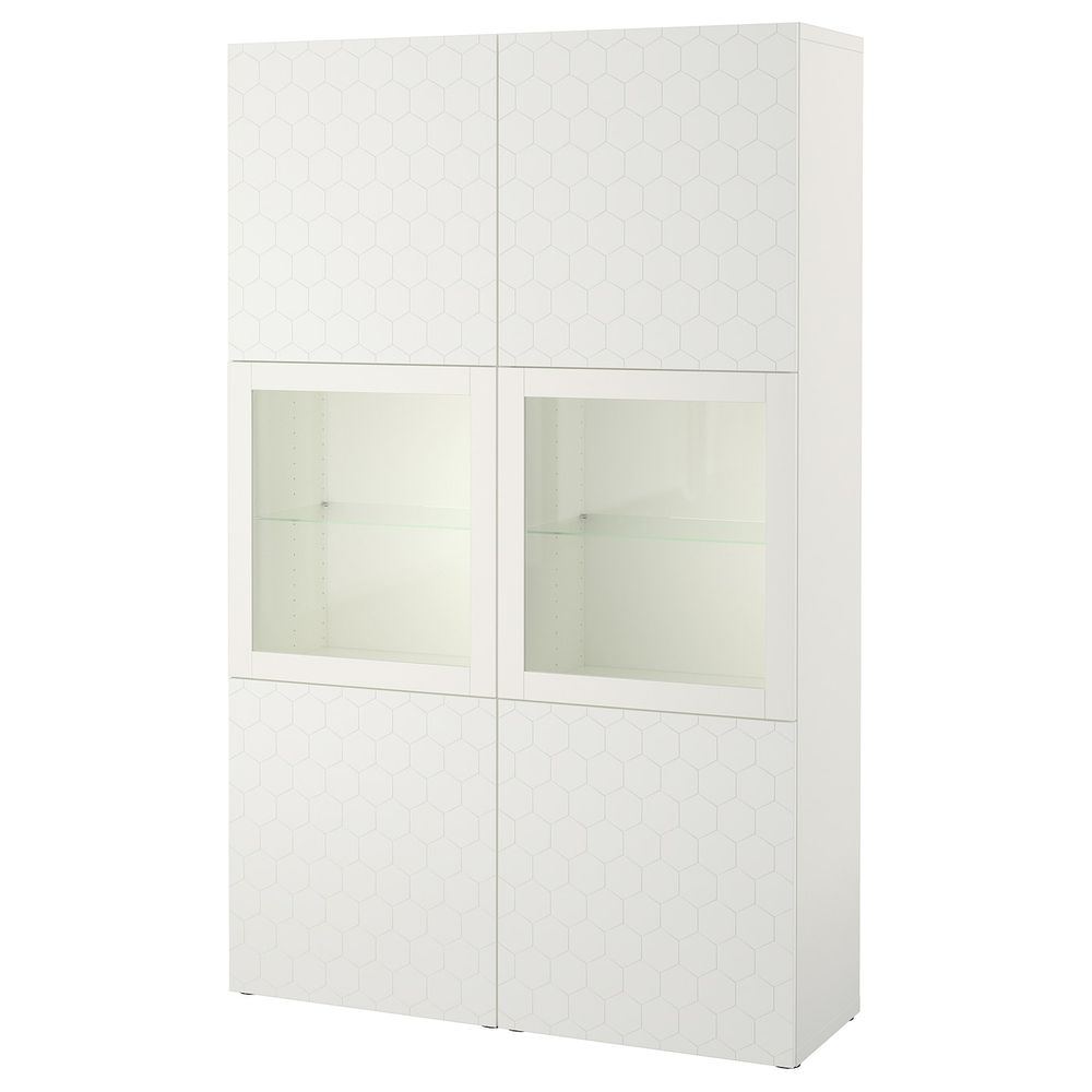 Комбинация для хранения + стеклянная дверц, белый/вассвикен белый прозрачное стекло 120x40x192 см IKEA БЕСТО 992.666.42 - фото 1