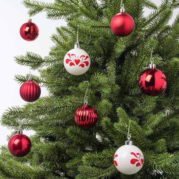 Набор елочных шаров, 32 шт., красный, белый IKEA VINTERFEST ВИНТЕРФЕСТ 104.374.64 - фото 2