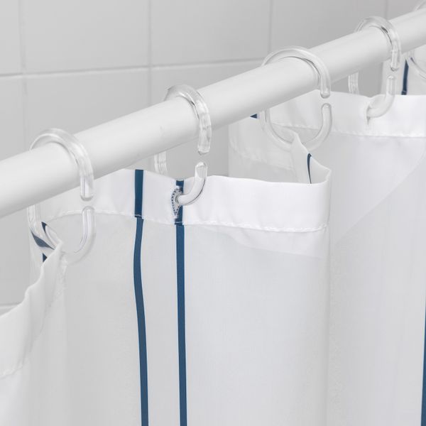 Штора для ванной, белый, синий 180x200 см IKEA ОТТШЁН 004.175.41 - фото 4