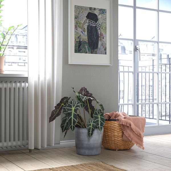 Кашпо, для дома, улицы, серый, 24 см IKEA FJÄRILSBUSKE 405.866.88 - схема-чертеж с размерами