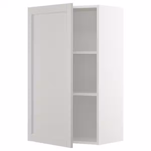 METOD Навесной шкаф с полками - белый/Lerhyttan светло-серый 60x100 см - фото 1