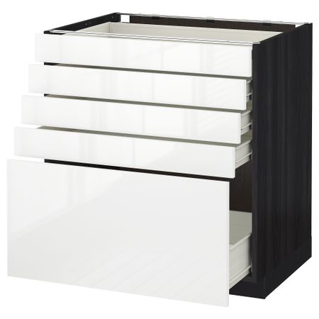 Напольный шкаф с 5 ящиками МЕТОД / ФОРВАРА, черный, Рингульт белый