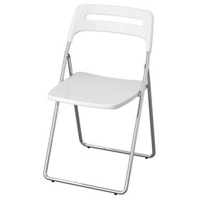 Стул складной, глянцевый белый, хромированный IKEA NISSE НИССЕ 101.150.67