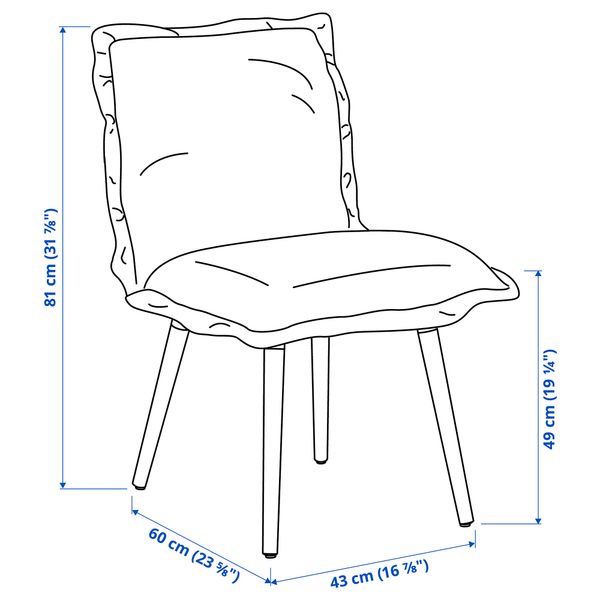 Стол и 4 стула IKEA KLINTEN, STRANDTORP СТРАНДТОРП 995.058.93 - схема-чертеж с размерами