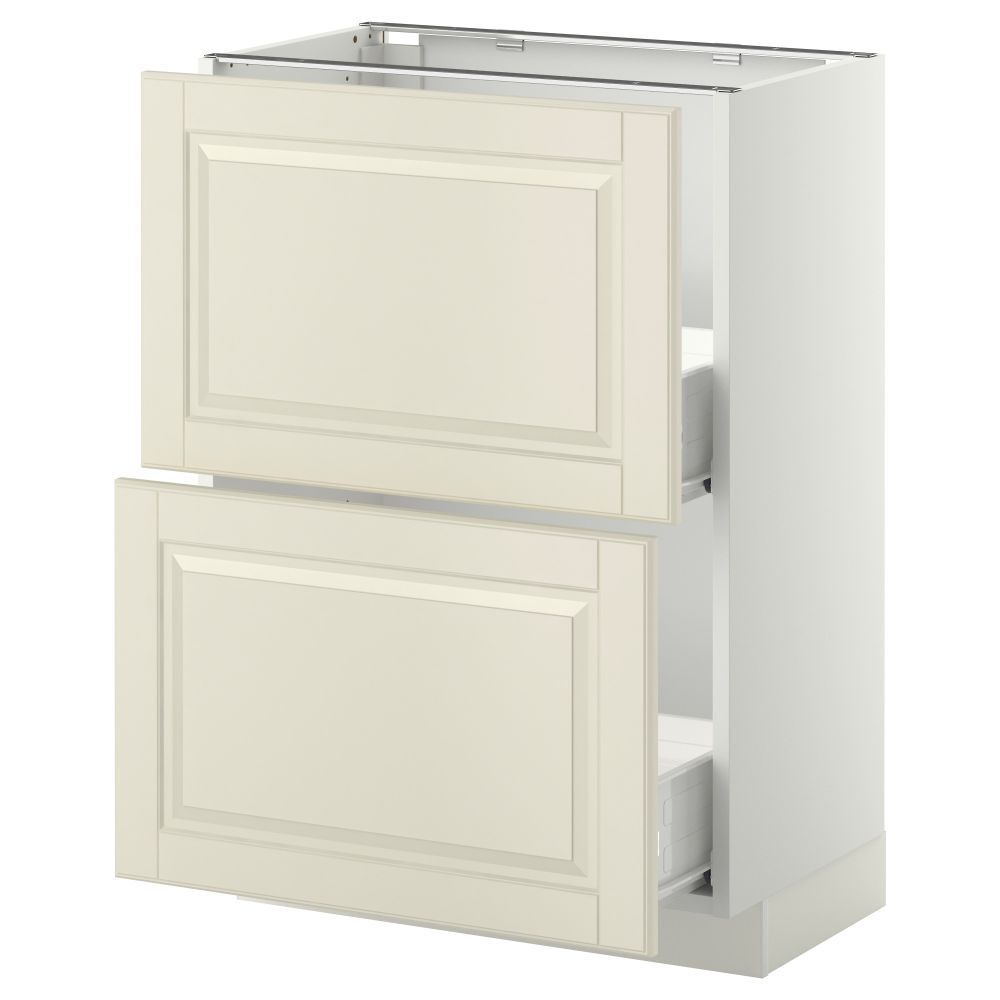 Напольный шкаф с 2 ящиками МЕТОД / ФОРВАРА, белый, Будбин белый с оттенком - схема-чертеж с размерами