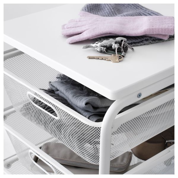 Рама, 6 сетчатых корзин, верхняя полка АЛЬГОТ, белый (41x60x102 см) - схема-чертеж с размерами