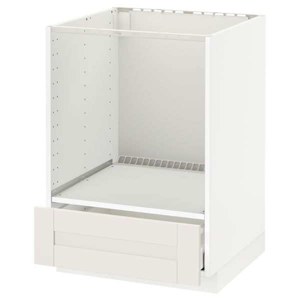 Напольный шкаф для духовки, с ящиком МЕТОД / МАКСИМЕРА, белый, Сэведаль белый (60x60 см) - схема-чертеж с размерами