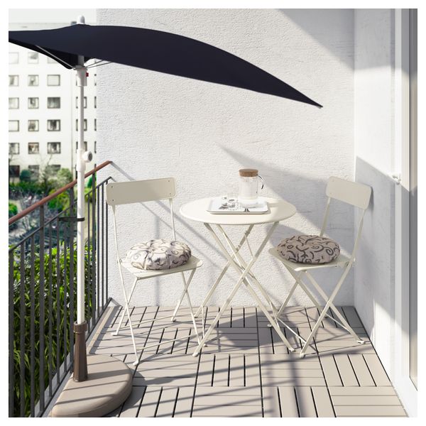 Стол + 2 складных стула для сада САЛЬТХОЛЬМЕН, бежевый, Стегон бежевый - фото 2