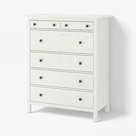 HEMNES Комод с 6 ящиками - белая морилка 108x131 см