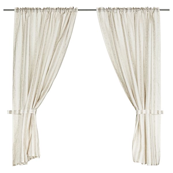 Гардины с прихватом, 1 пара АРНФРИД, белый в полоску (145x180 см) - схема-чертеж с размерами