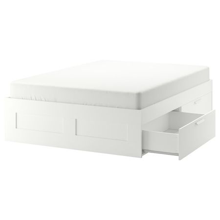 BRIMNES Каркас кровати с ящиками - белый/Luröy 160x200 см