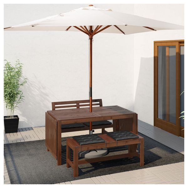 Стол + 2 скамьи, для сада ЭПЛАРО, коричневая морилка, Холло черный - фото 2