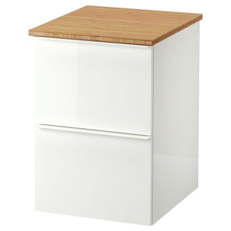 Шкаф для раковины ГОДМОРГОН / ТОЛКЕН, глянцевый белый, бамбук (42x49x60 см)