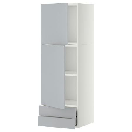 Навесной шкаф, 2 дверцы, 2 ящика МЕТОД / МАКСИМЕРА, белый, Веддинге серый