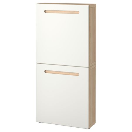 Навесной шкаф с 2 дверями БЕСТО, под беленый дуб, Марвикен белый (60x20x128 см)