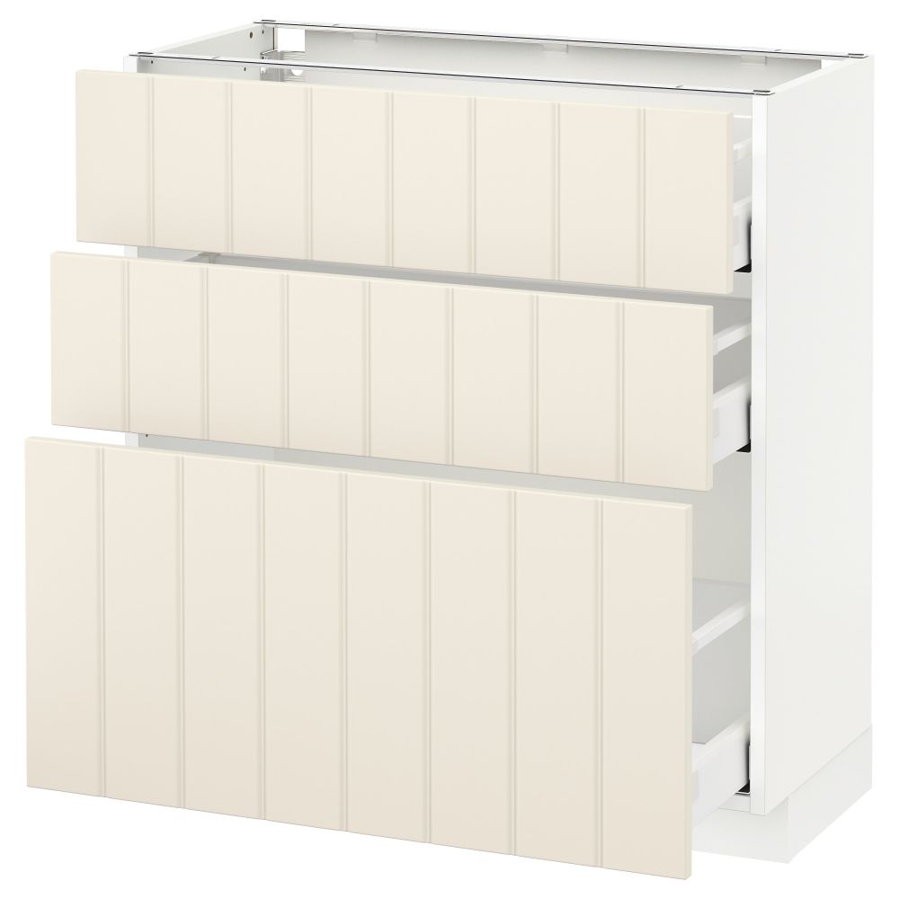 Напольный шкаф с 3 ящиками МЕТОД / МАКСИМЕРА, белый, Хитарп белый с оттенком - схема-чертеж с размерами