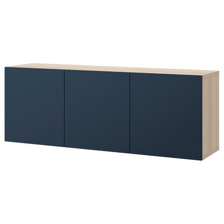 Комбинация настенных шкафов, под беленый дуб/Нотвикен синий 180x42x64 см IKEA BESTÅ БЕСТО 793.017.50