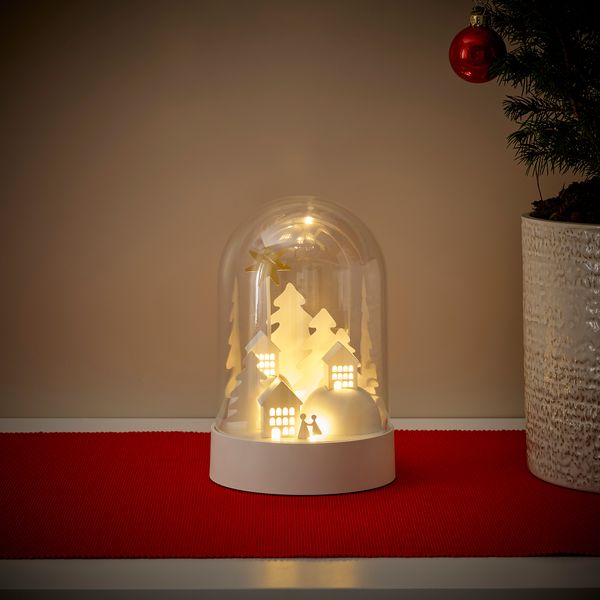 Светодиодное настольное украшение, 18 см, клош, деревня с батарейным питанием IKEA STRÅLA СТРОЛА 005.322.06 - фото 4