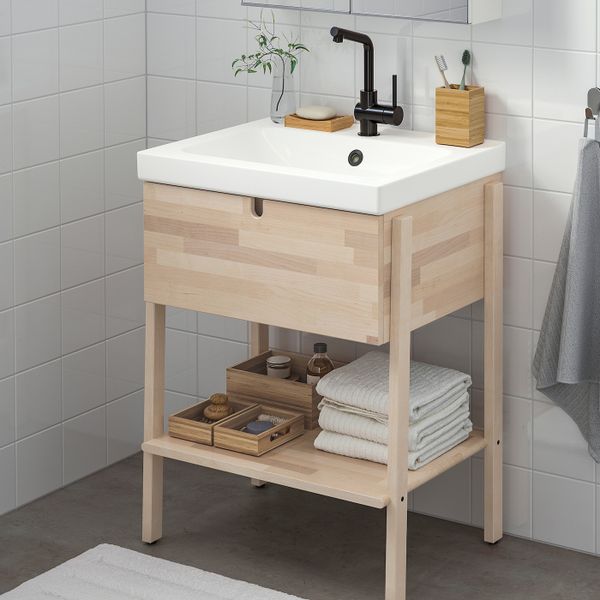 Шкаф для раковины с 1 ящ, береза/ЛУНДШЭР смеситель 65x49x86 см IKEA VILTO ВИЛЬТО / ODENSVIK ОДЕНСВИК 993.876.20 - схема-чертеж с размерами